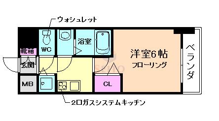 プレサンス野田阪神駅前ザプレミアム(1K/14階)の間取り写真