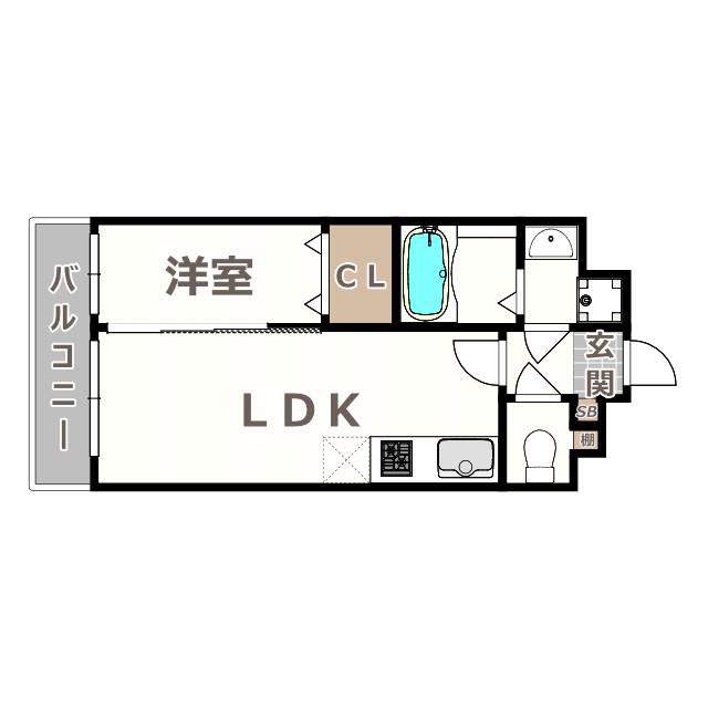 テラ北田辺(1LDK/2階)の間取り写真