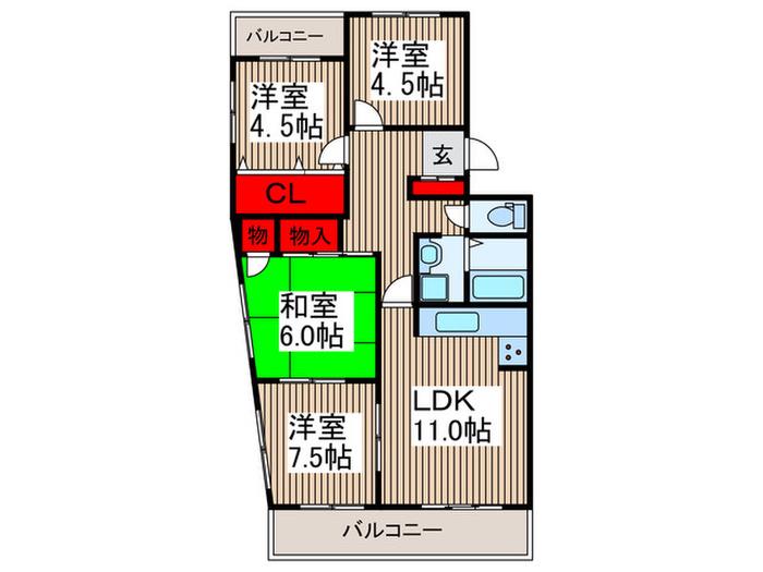 煉瓦館71(4LDK/3階)の間取り写真