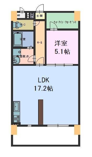 カモミールマンション(1LDK/2階)の間取り写真