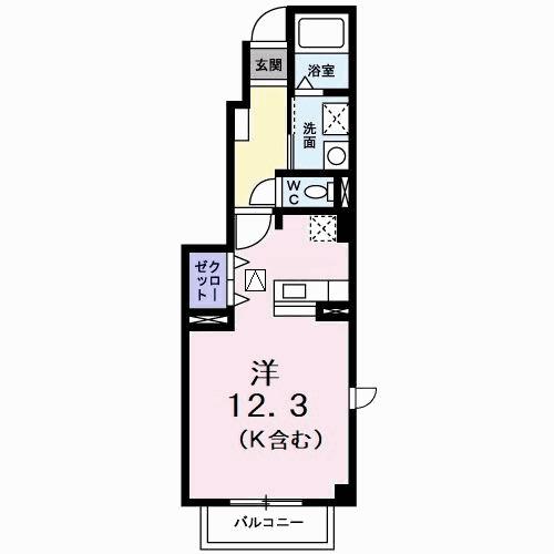 デュエルミサキD(1K/1階)の間取り写真