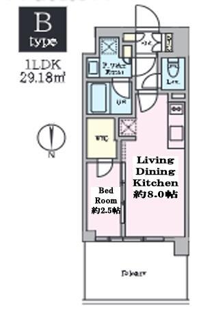 クレストコート東陽町(1LDK/5階)の間取り写真