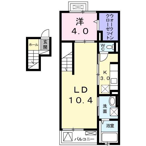 LILL 登町(1LDK/4階)の間取り写真