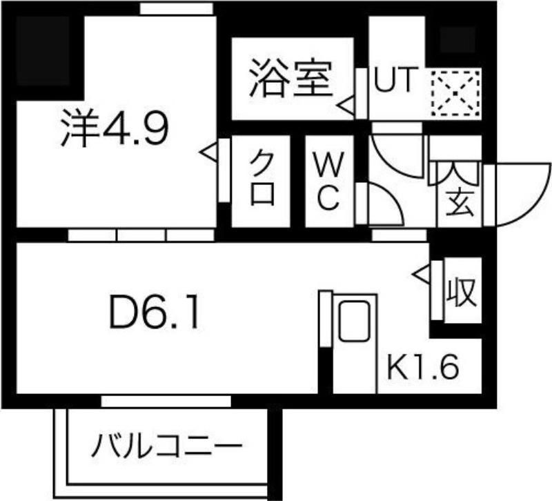 メイクス上前津IV(1DK/11階)の間取り写真