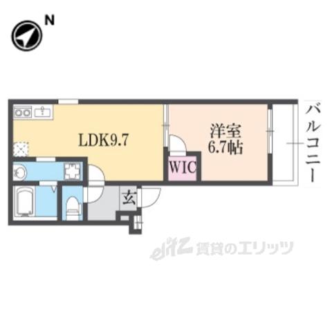 フジパレス弥刀駅東(1LDK/1階)の間取り写真