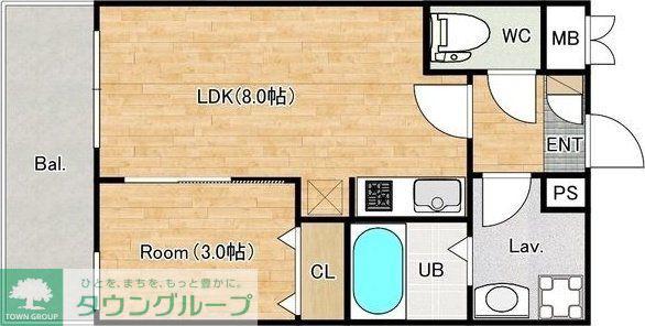 ジーメゾン我孫子下ヶ戸(1LDK/2階)の間取り写真