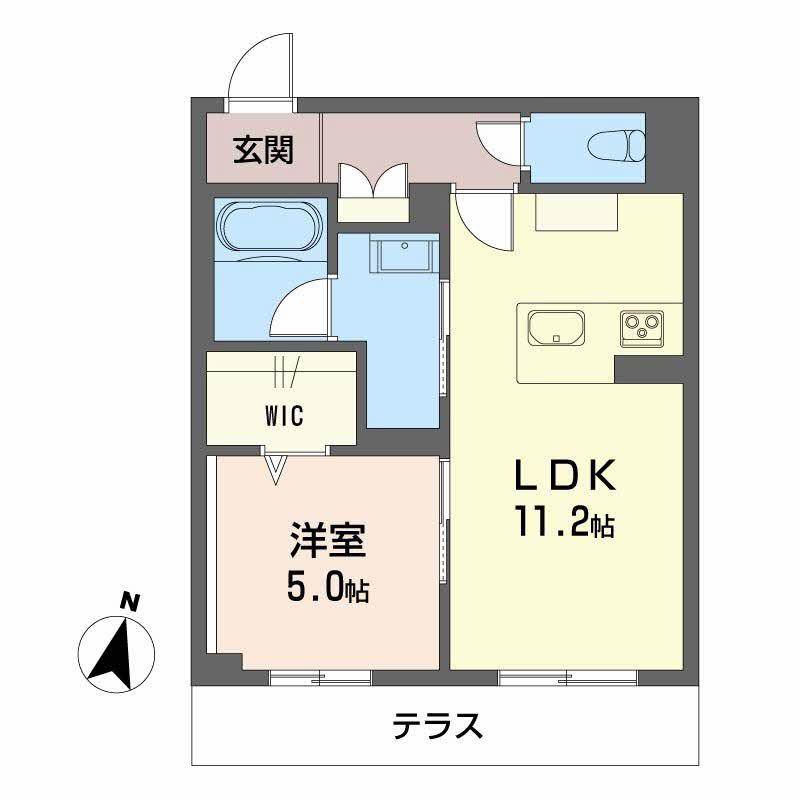 ハイネスト霞町(1LDK/1階)の間取り写真