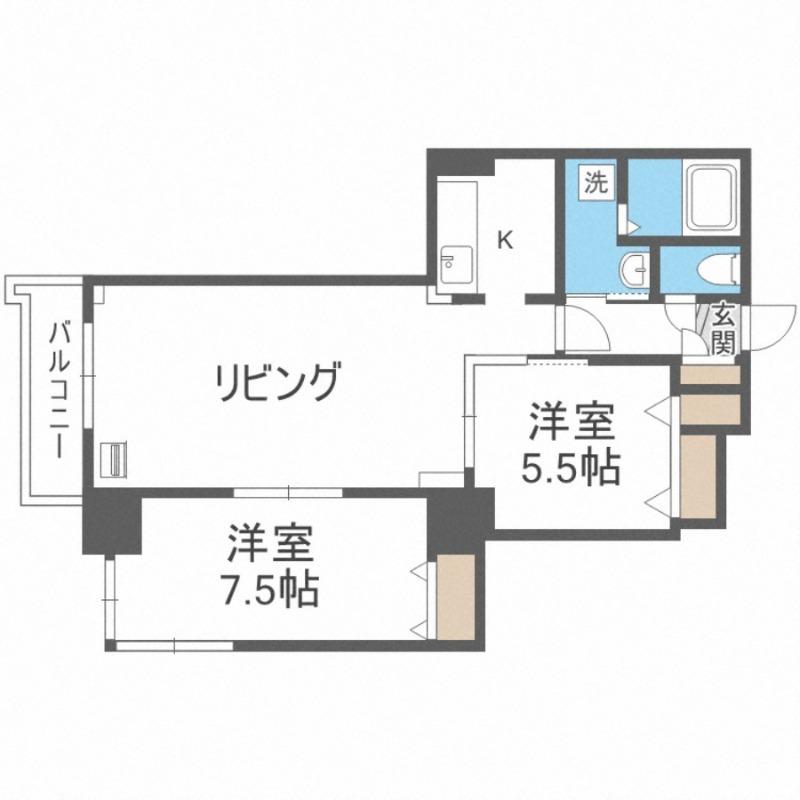 グランシェモア中島公園(2LDK/7階)の間取り写真