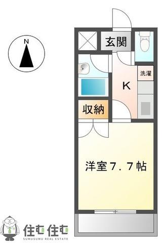 サンハイツTSUKIMI(1K/1階)の間取り写真