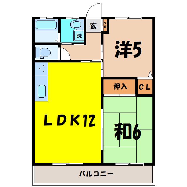 サンフラワーハイム(2LDK/2階)の間取り写真