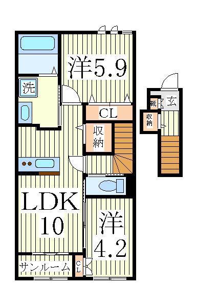 LUNA CRESCENTE(2LDK/2階)の間取り写真