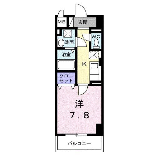 サンライズ 江平中町(1K/4階)の間取り写真