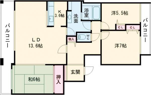 Dレスティア(3LDK/3階)の間取り写真