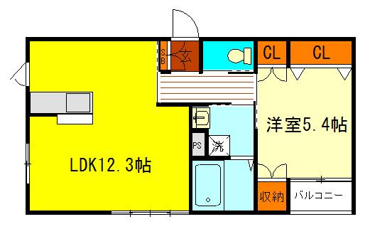 ルナステイト(1LDK/3階)の間取り写真