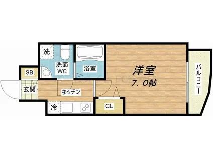 セレニテ上町台(1K/4階)の間取り写真