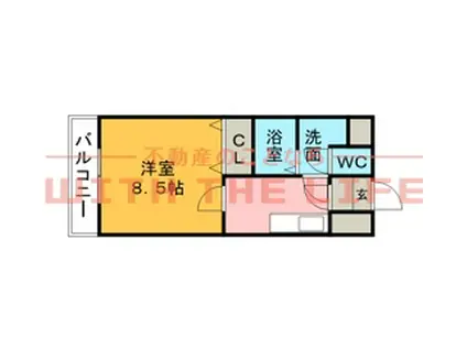 サンセットカーム(1K/3階)の間取り写真