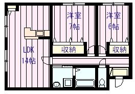 LA MAISON BLANCHE(2LDK/2階)の間取り写真