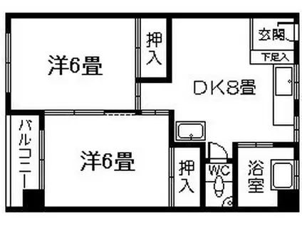 第1パースビル(2DK/4階)の間取り写真