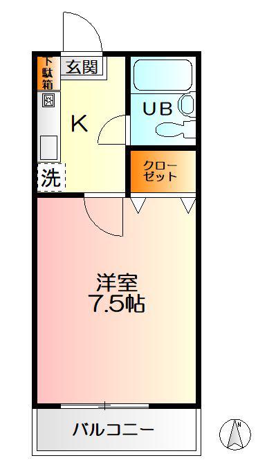 エスポワール弐番館(1K/2階)の間取り写真