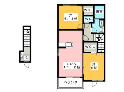 サンビレッジ(2LDK/2階)の間取り写真