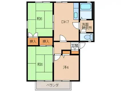 グリーンフル木ノ本(3DK/2階)の間取り写真