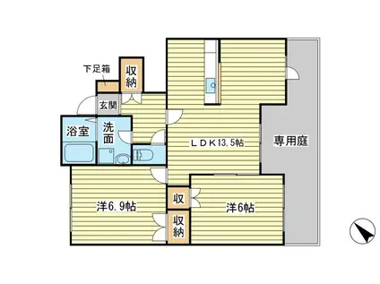 ORIGIN MATSUOKA A棟(2LDK/1階)の間取り写真