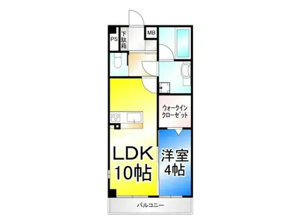 エレクトハイツ東鶴賀(1LDK/2階)の間取り写真
