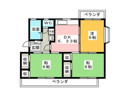 コーポ富士見(3DK/4階)の間取り写真