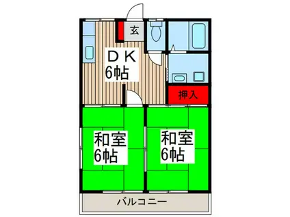 クレセントユタカ(2DK/2階)の間取り写真