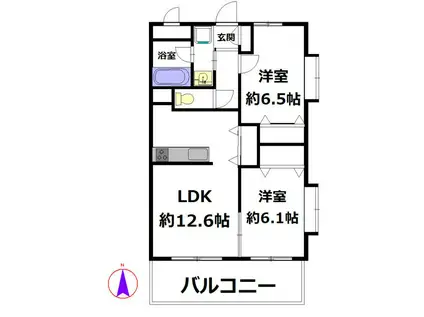 グリーンアベニュー中瀬(2LDK/4階)の間取り写真