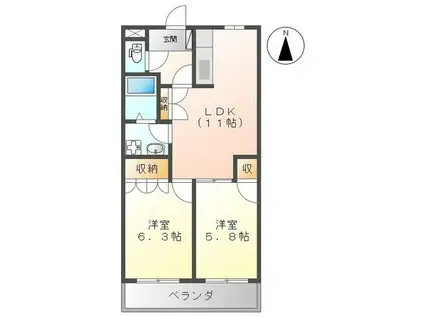 サンフィット・プレイス(2LDK/1階)の間取り写真