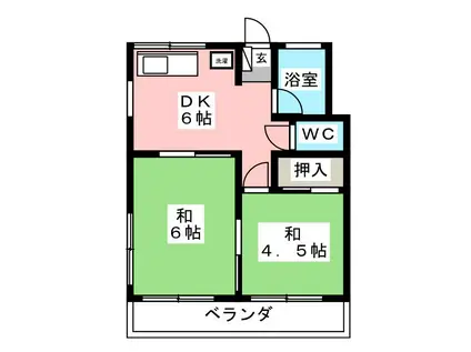 西大泉5丁目石井コーポ(2DK/2階)の間取り写真
