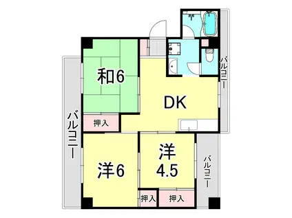 安田コーポ(3DK/3階)の間取り写真