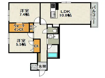 コートヴィニヤード(2LDK/2階)の間取り写真