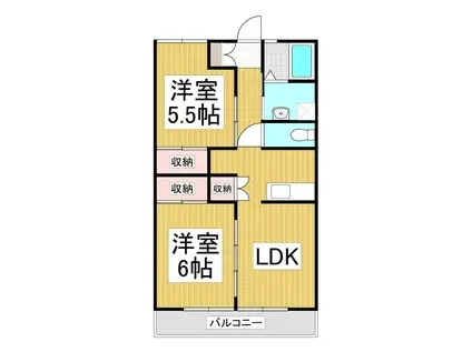 リファインド中村(2LDK/3階)の間取り写真