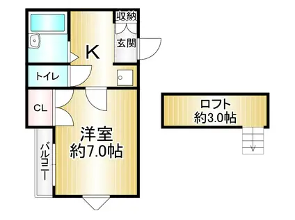 K-PLAZA綾(1K/1階)の間取り写真