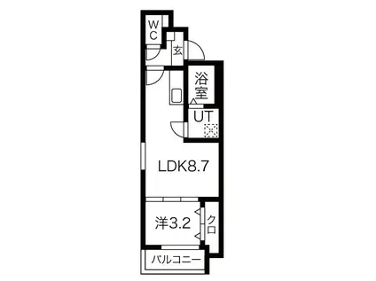 MOVE本陣PREMIO(1LDK/2階)の間取り写真