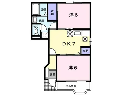 KMヴィレッジV(2DK/1階)の間取り写真