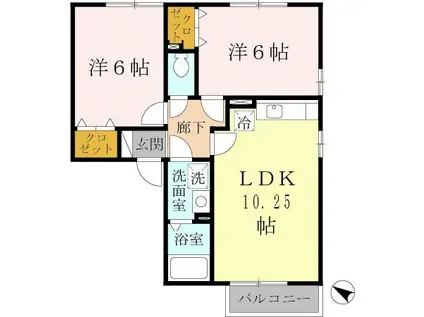 コーポミズホ(2LDK/2階)の間取り写真