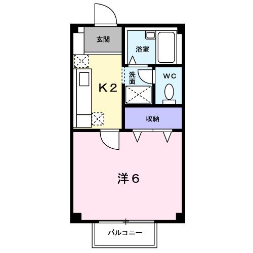 メゾン・ユニソール(1K/2階)の間取り写真