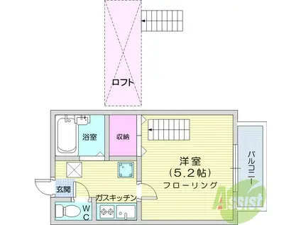 メゾン・ウィスタリア岩切(1K/2階)の間取り写真