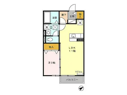 タウンコートくろい駅東III(1LDK/1階)の間取り写真