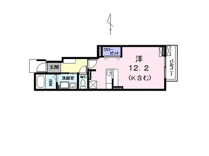 CASA 18(ワンルーム/1階)の間取り写真