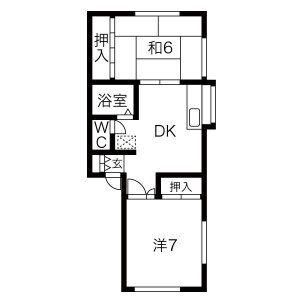 プチハウス(2DK/2階)の間取り写真