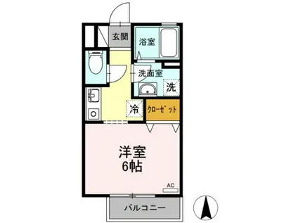 パティオ翼(ワンルーム/2階)の間取り写真