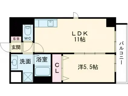  パークレジデンス名駅北(1LDK/2階)の間取り写真