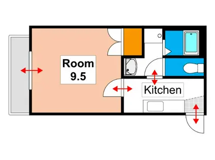 マーベリーナ(1K/4階)の間取り写真