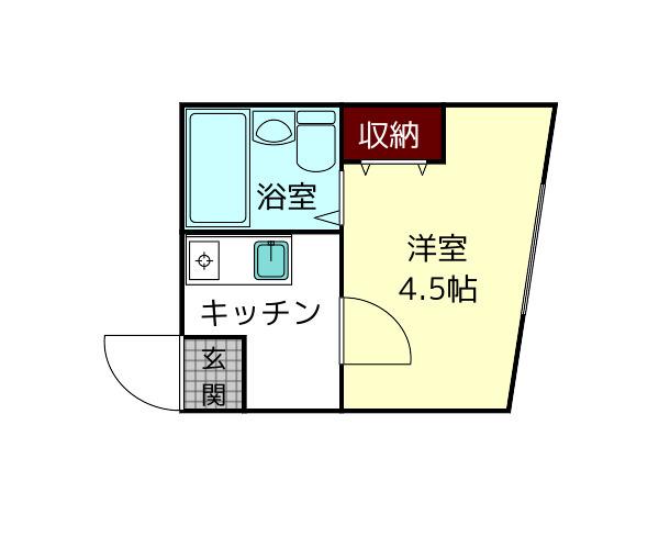 諏訪東生駒ビル(1K/4階)の間取り写真