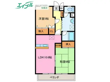 ハイム中川II(2LDK/1階)の間取り写真