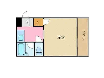 プラザドゥアテッサ(1K/2階)の間取り写真